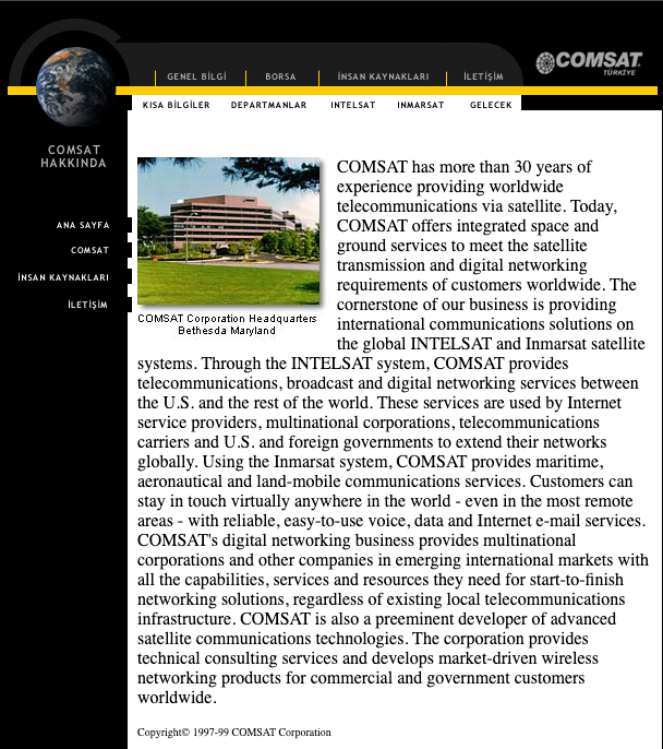 Comsat Turkey About Us page