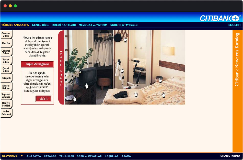 Citibank rewards selection interface