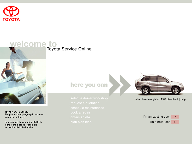 Toyota customer dashboard design