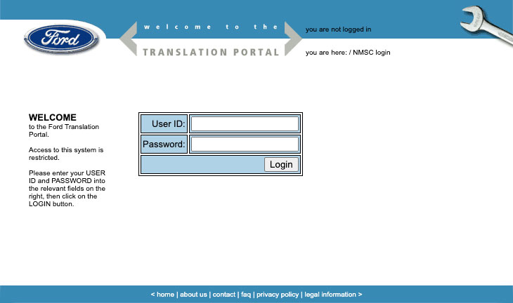 Ford translation tool homepage
