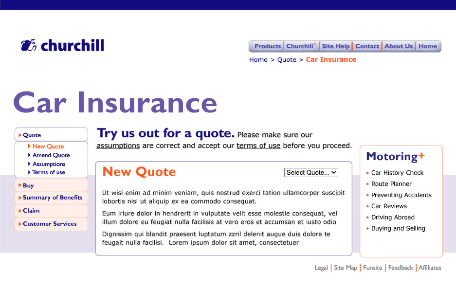 Churchill car insurance quote form