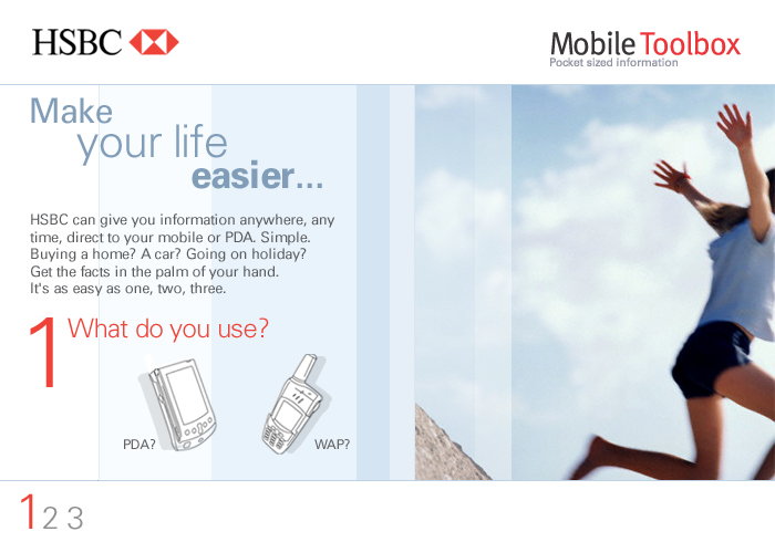 HSBC PalmPilot microsite mock-up page 1