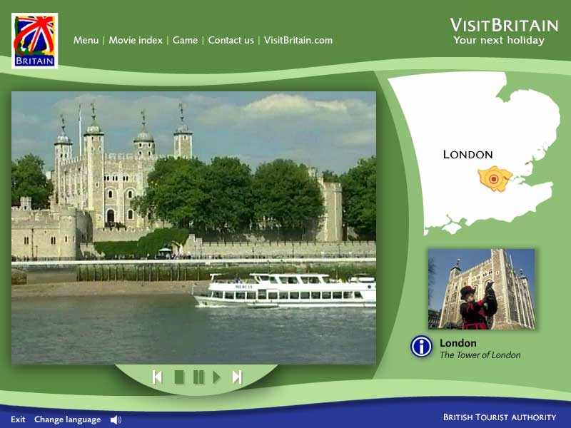British Tourist Authority Interactive CD interface