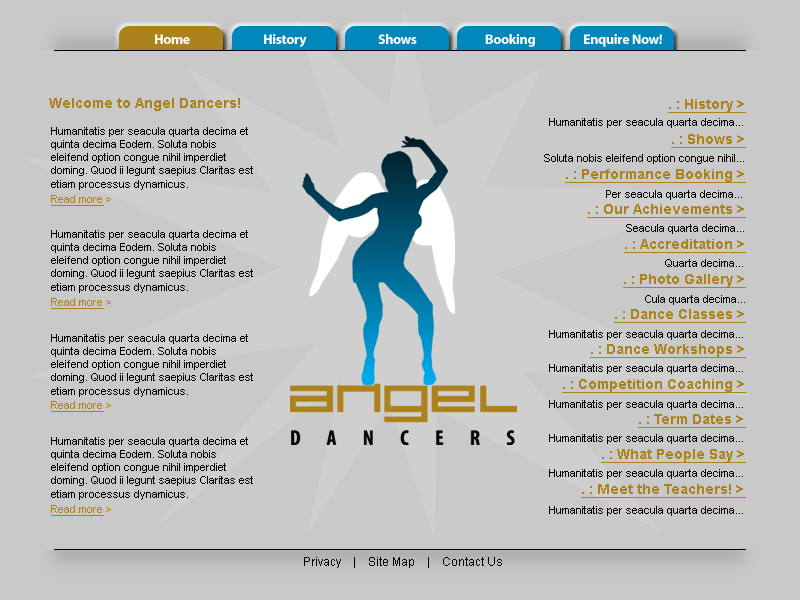 Angel Dancers website design
