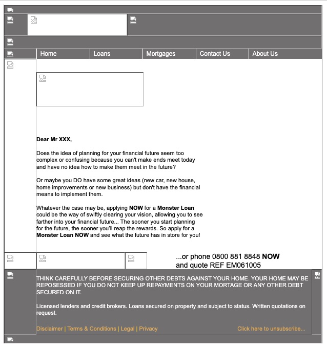 HTML table layout example