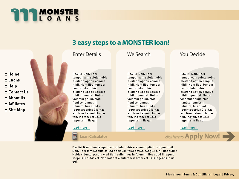 Monster Loans website