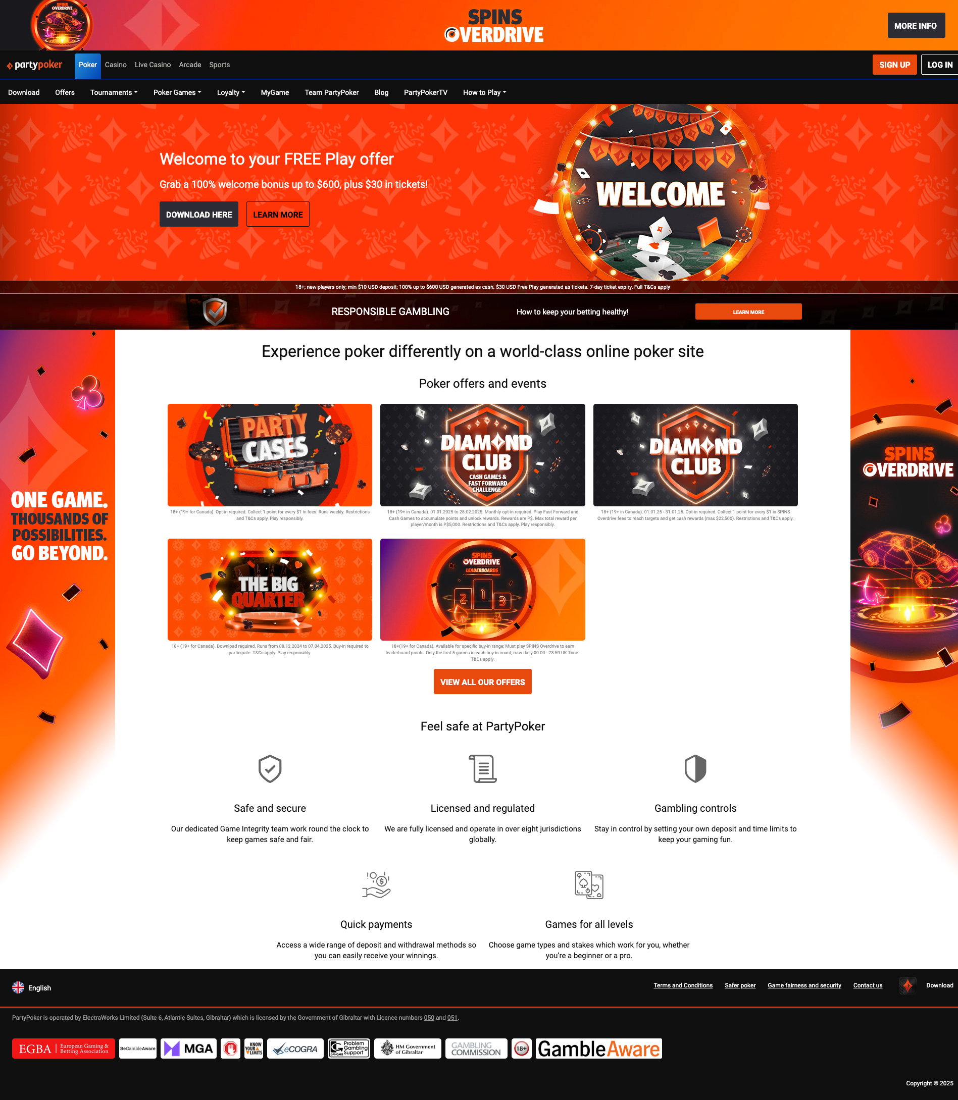 Partypoker.com website built with SiteCore CMS