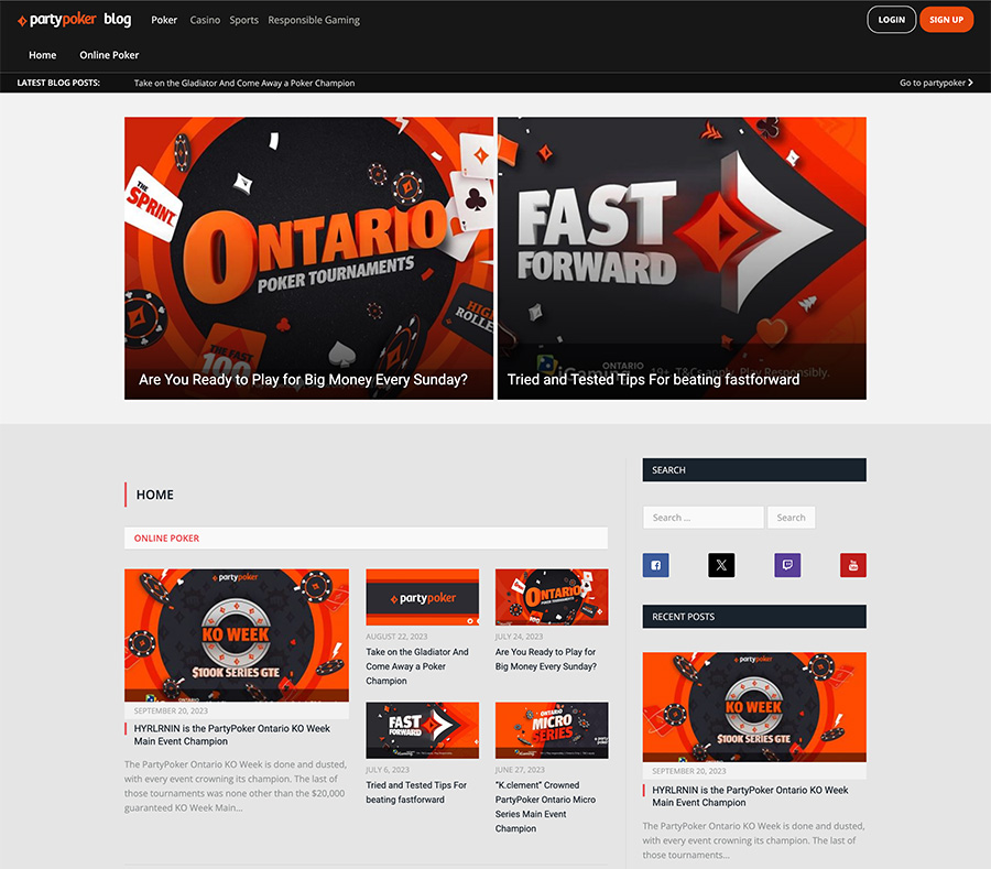 WordPress blog for PartyPoker Canada.