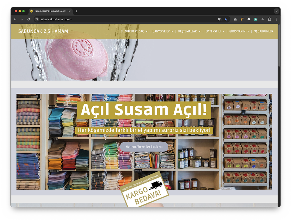 Homepage of the Sabuncakiz's Hamam website.